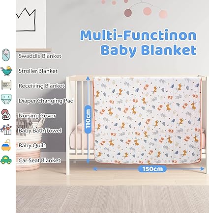 Miracle Baby muslin blanket swaddle Cotton Summer 110x150cm Forest Animals