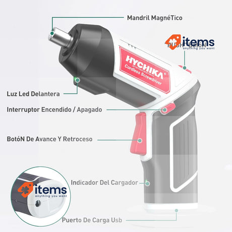 HYCHIKA Cordless Screwdriver 2000mAh 3.6V with 20 Accessories