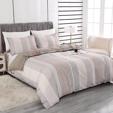 Qucover Single Duvet Cover 135x200cm+50x75*1, Beige Cream