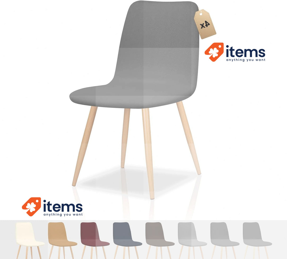 FIGOOO Shell Chair Covers Set of 4 Universal Elastic Dining Chair Cover Grey