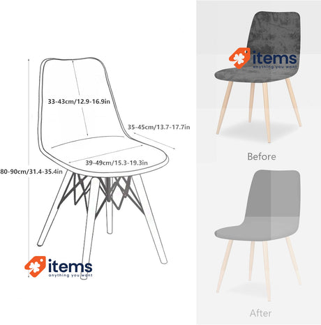 FIGOOO Shell Chair Covers Set of 4 Universal Elastic Dining Chair Cover Grey