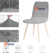 FIGOOO Shell Chair Covers Set of 4 Universal Elastic Dining Chair Cover Grey