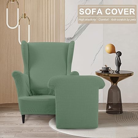 TIANSHU Wingback Chair Cover 2-Piece Cyan