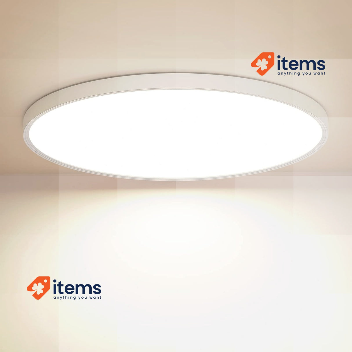 OUILA LED Ceiling Lamp Flat Round - Ceiling Lamp 24W IP44, Diameter 30cm