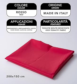 IPEA Forro fabric 200 x 150 cm red - Made in Italy Red