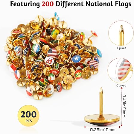 FUYIHGL 200 Pcs National Flag Pins World Push Pins