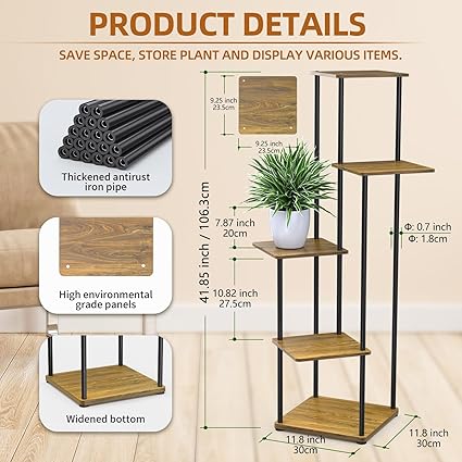 STLOVe® Plant Stand, 5 Tier Tall Flower Stand, Decor Pot White