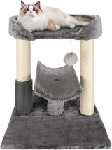 Awefrank Cat Tower with Cat Scratching Post with Hanging Ball and Perches(Grey)