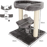 Awefrank Cat Tower with Cat Scratching Post with Hanging Ball and Perches(Grey)