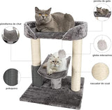 Awefrank Cat Tower with Cat Scratching Post with Hanging Ball and Perches(Grey)