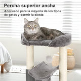 Awefrank Cat Tower with Cat Scratching Post with Hanging Ball and Perches(Grey)