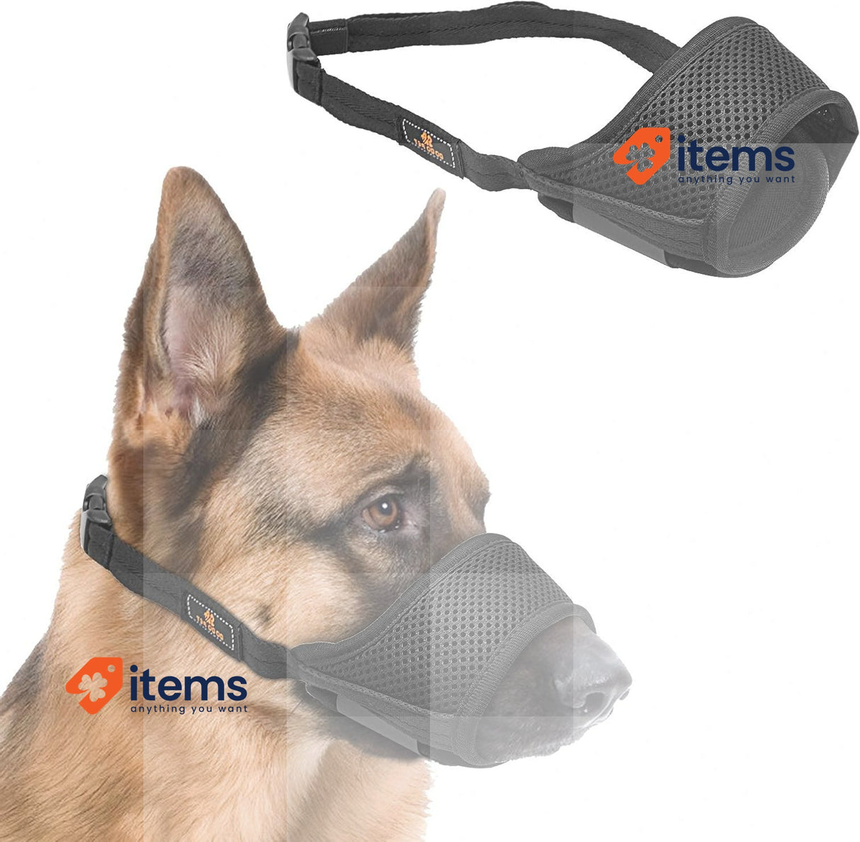 WuGu Dog Muzzle for Dogs, Adjustable Nylon Muzzle for Dogs, Size XL, Black