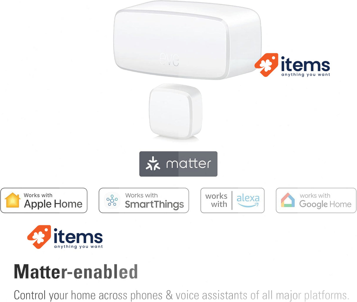 Eve Door & Window Smart Contact Sensor, Secure Home Requires Thread Edge Router