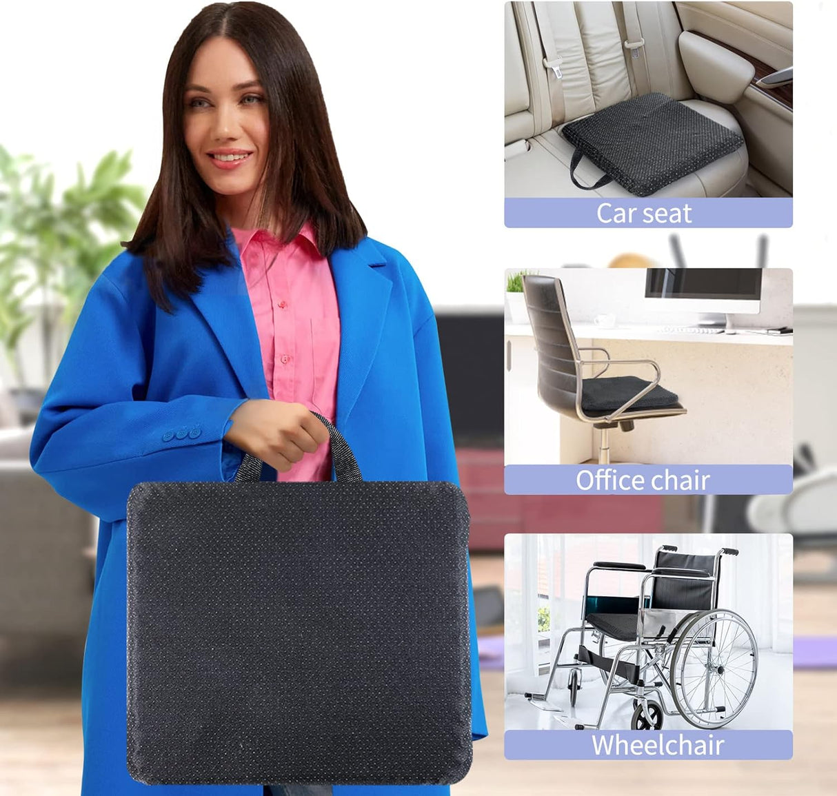 Fzitiy 2023 NewLarge Gel Seat Cushion, Honeycomb Design Double Black