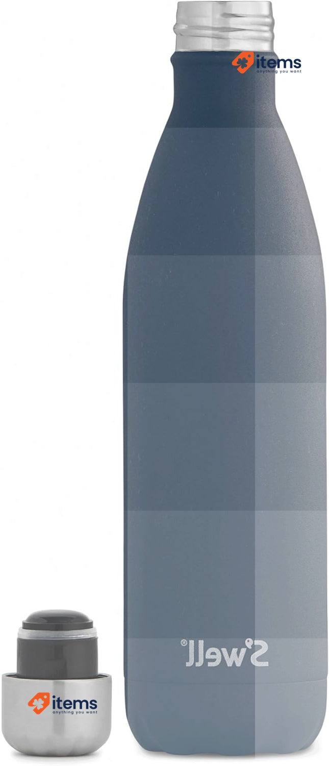 S'well Stainless Steel Reusable Water Bottle, 750ml, Azurite Cold/24h Blue Leak