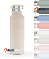 Daikoku Bottle, Double-Walled Stainless Steel Thermos, Two Caps, Beige, 500 ML