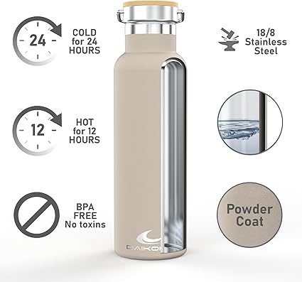 DAIKOKU Bottle Double Walled Stainless Steel Thermos Pastel Beige 500ML