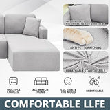 CHELZEN Elastic Sectional Couch Covers 2 Seater+2 Seater Silver Gray