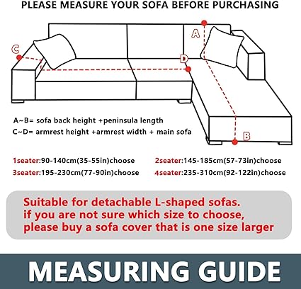 CHELZEN Elastic Sectional Couch Covers 2 Seater+2 Seater Silver Gray