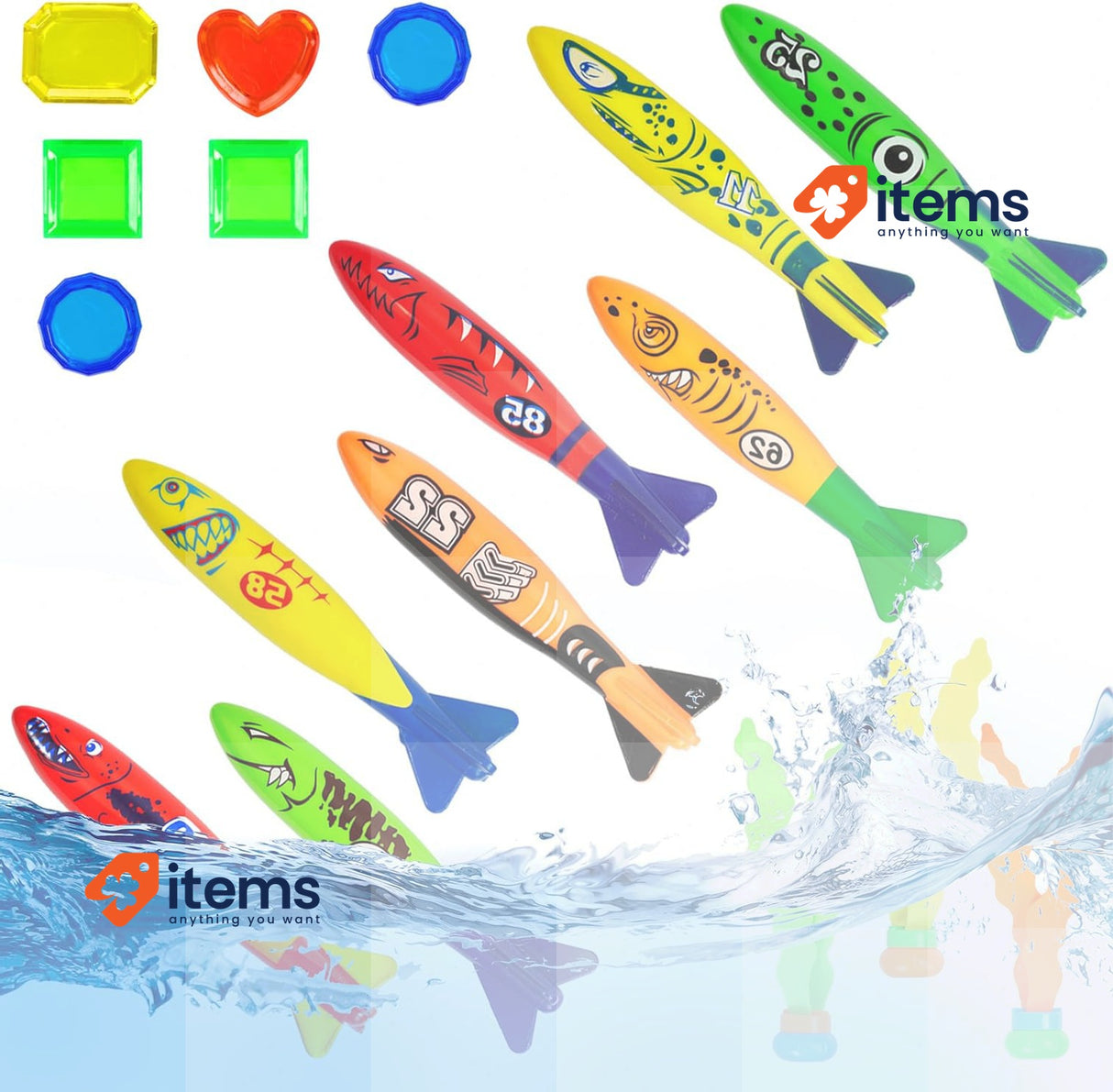 Hossom Diving Toys Diving Animals for Children, 17 Pieces Multicolor