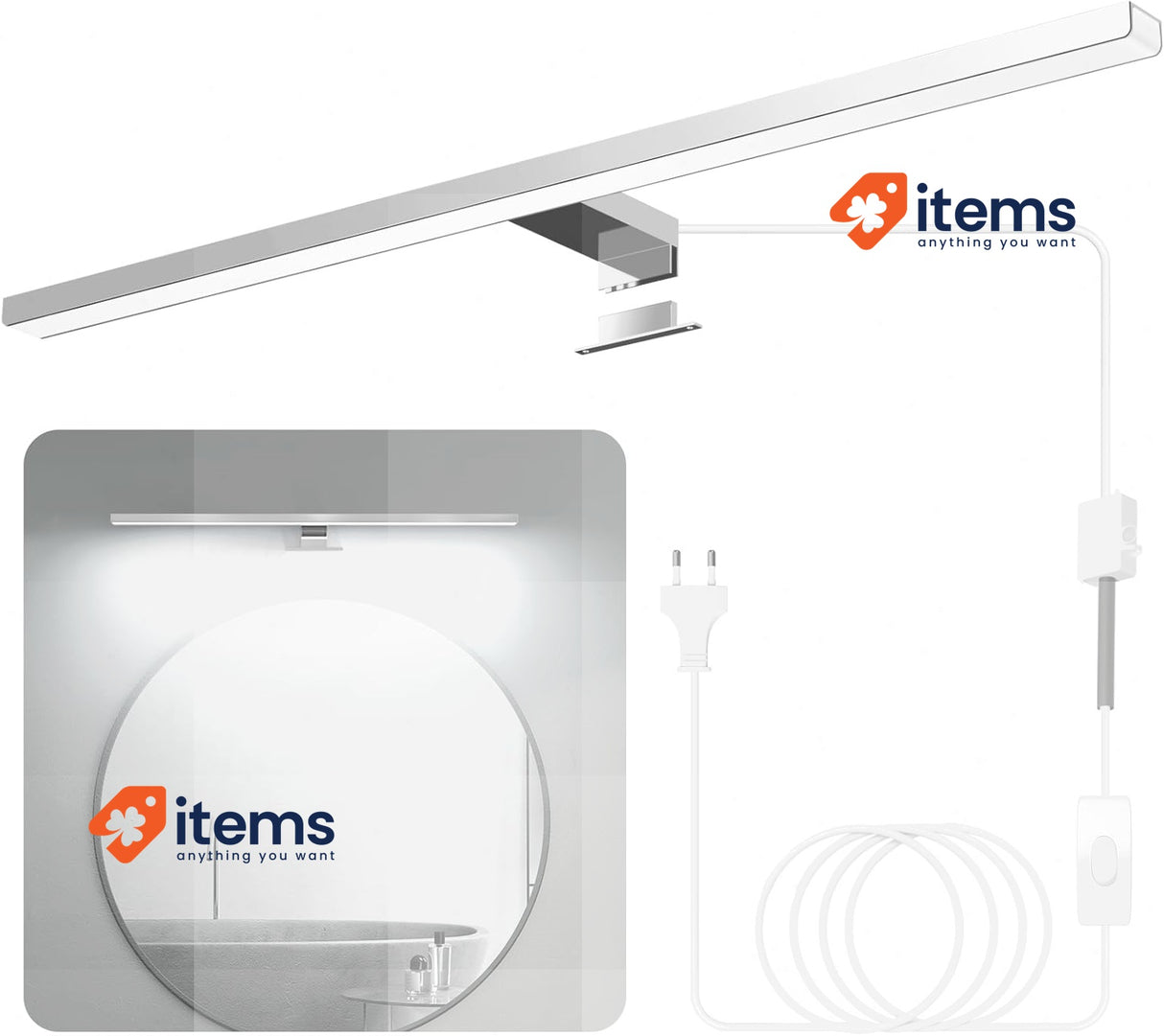 Hommie LED Bathroom Mirror Light, 60 cm Mirror Light with Switch White