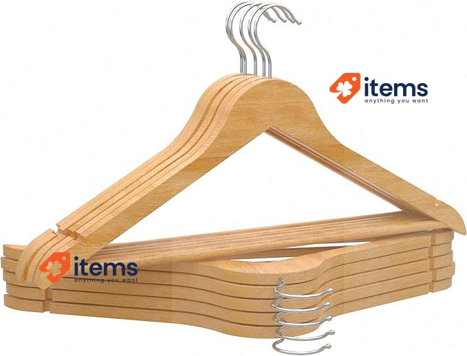 PORTENTUM Wooden Hangers, All Types of Clothes Pack of 10