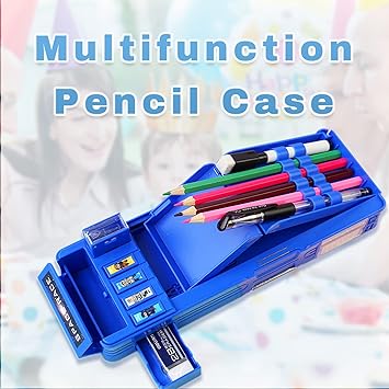 Ristpal Pop Up Multifunctional Pencil Case for Boys and Girls Blue