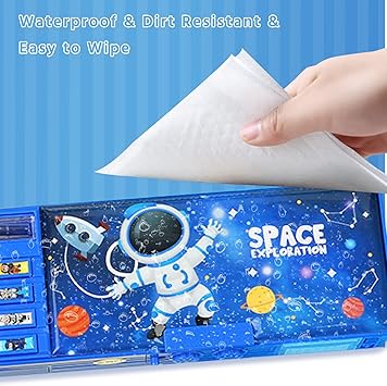 Ristpal Pop Up Multifunctional Pencil Case for Boys and Girls Blue