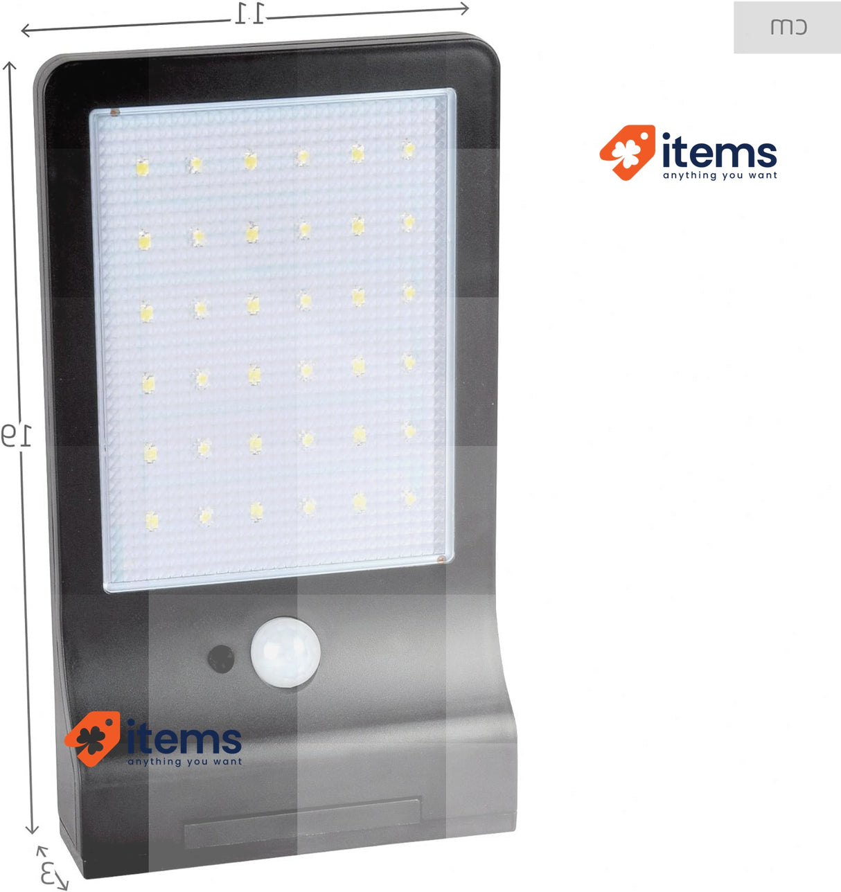 AKTIVE 61534, LED Black Outdoor Solar Street Motion Sensor Lamp Continuous 8