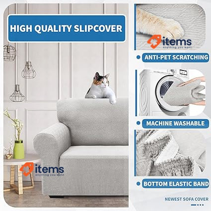 XINEAGE High Stretch Sofa Covers 3 Seater 3 Seater, Silver Grey