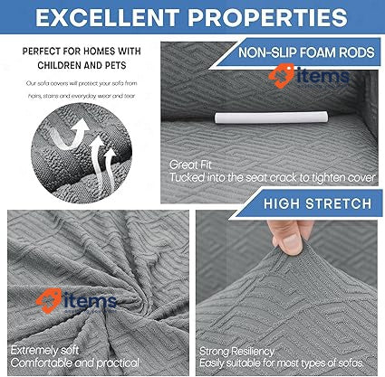 XINEAGE High Stretch Sofa Covers 3 Seater New Pattern Light Gray