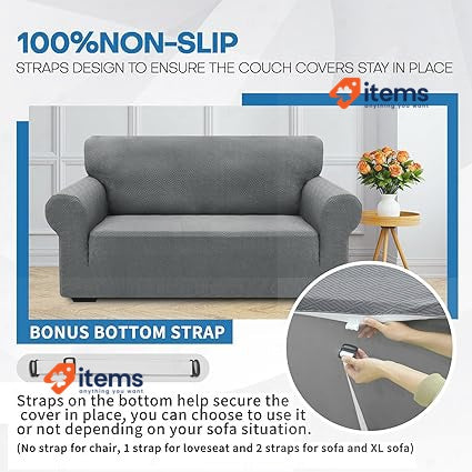 XINEAGE High Stretch Sofa Covers 3 Seater New Pattern Light Gray