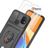 Zallagre Phone Case With Rope Compatible Redmi 9A/9C Xiaomi Poco C3 Black 2 Card