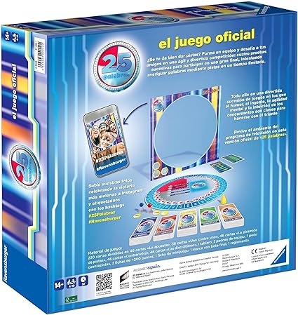 Ravensburger - 25 Words, TV Board Game, Telecinco, Word Games Blue