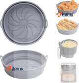 Alyvisun Air Fryer Silicone Liners 2PCS Reusable Airfryer Oven (Grey)