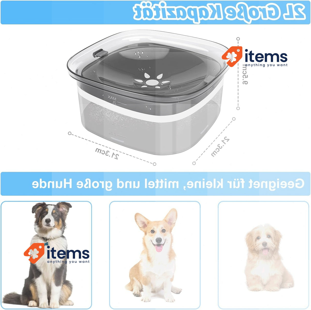 TAVADA Water Bowl For Dogs - Dog L Anti Spill Feeding Leak Proof Travel Drinking