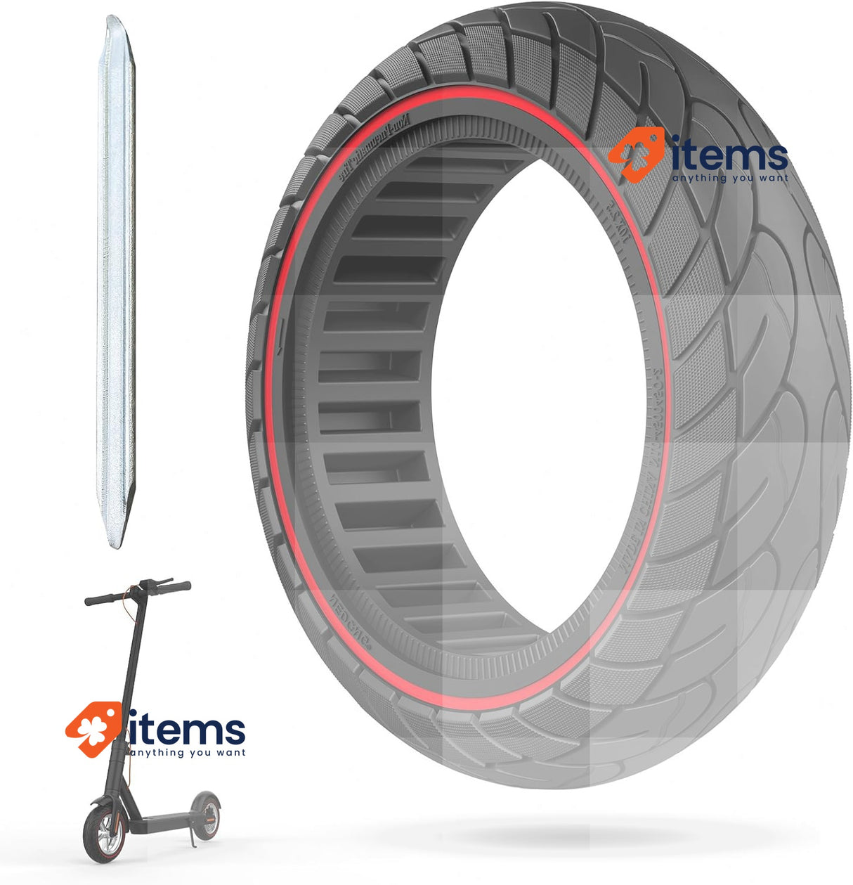 OUXI 10 x 2.5 Inch Replacement Tyres Solid Tyres with 1 Mounting Tool
