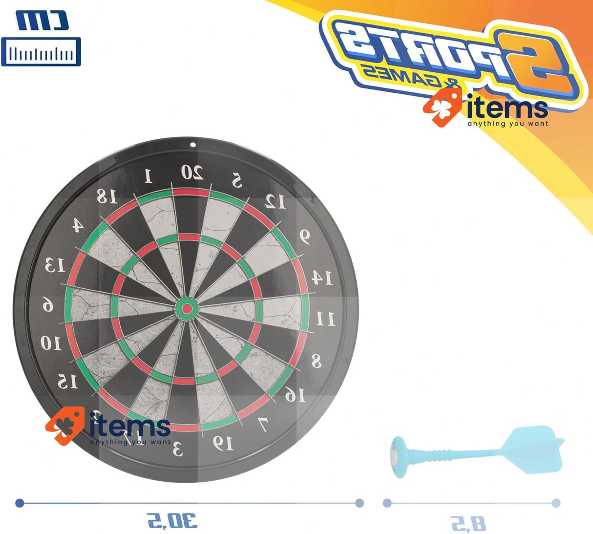COLORBABY 49945 CB Sports Magnetic Dartboard for Kids 2-in-1 Children Darts Set