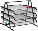 Detectalia Desk and Document Organiser Tray 3 Levels Black A4 Metal Mesh Folder