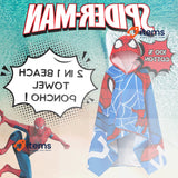 SPIDER-MAN Hooded Towel 100% Cotton Dress Up Avengers Poncho Kids Bath Towel