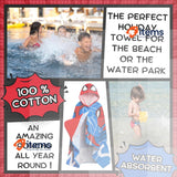 SPIDER-MAN Hooded Towel 100% Cotton Dress Up Avengers Poncho Kids Bath Towel