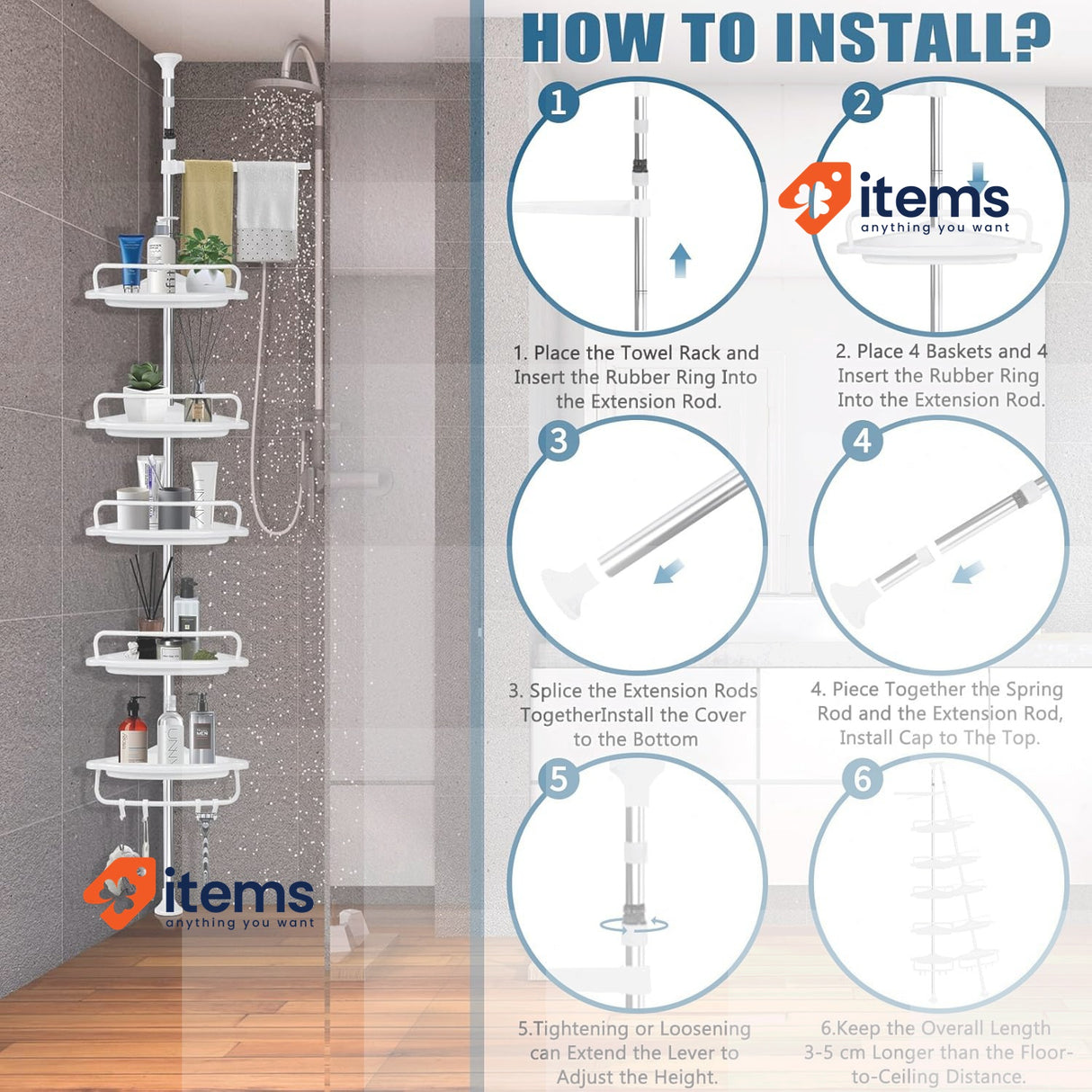 MOYKSRR Telescopic Shower Rack <p>Adjustable shower shelf - The corner shower
