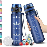 HoneyHolly Sports bottle, 500 ml children's water bottle 17oz Navy Blue