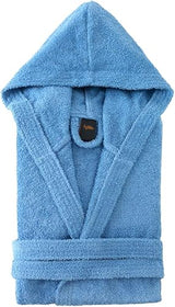 Top Towel Hooded Bathrobe For Men And Women Blue