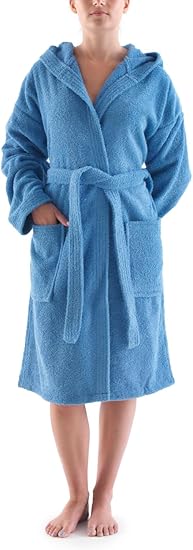 Top Towel Hooded Bathrobe For Men And Women Blue