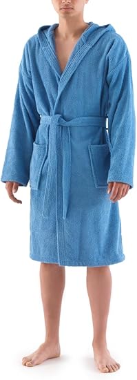 Top Towel Hooded Bathrobe For Men And Women Blue