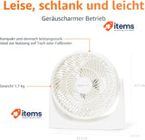 Amazon Basics Portable Table Fan 18cm Low Noise Cooling 3 Speed 90° Angle White