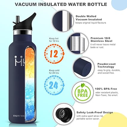 HoneyHolly Bottle Water Stainless Steel 1 liter