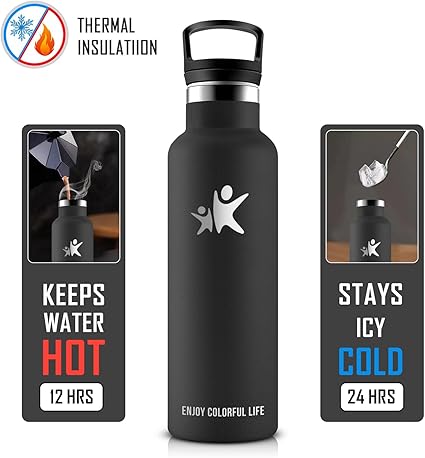 KollyKolla Thermos Flask Stainless Steel Bottle 500 Ml Black