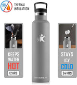 KollyKolla Thermal Bottle 1 Liter, Stainless Steel Candle, Without BPA, Grey